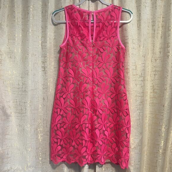 Trina Turk Dresses Nude Lining Pink Flower Stich Sleeveless Dress Women's Size 4 - Picture 2 of 8